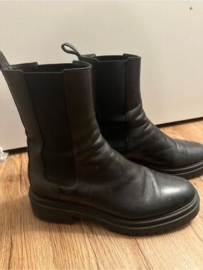 ba&sh Black Leather Combat Moto Boots